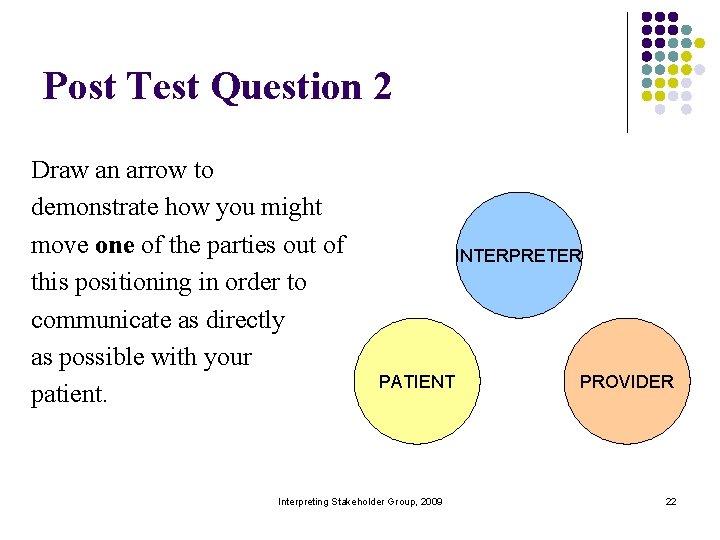 Post Test Question 2 Draw an arrow to demonstrate how you might move one