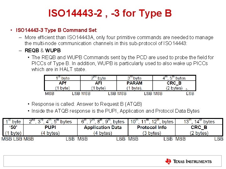 ISO 14443 -2 , -3 for Type B • ISO 14443 -3 Type B ISO 14443 -2 , -3 for Type B • ISO 14443 -3 Type B