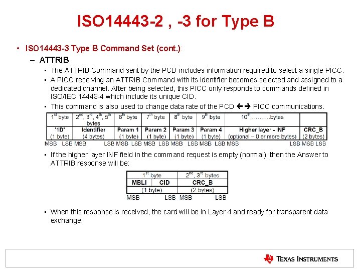 ISO 14443 -2 , -3 for Type B • ISO 14443 -3 Type B ISO 14443 -2 , -3 for Type B • ISO 14443 -3 Type B