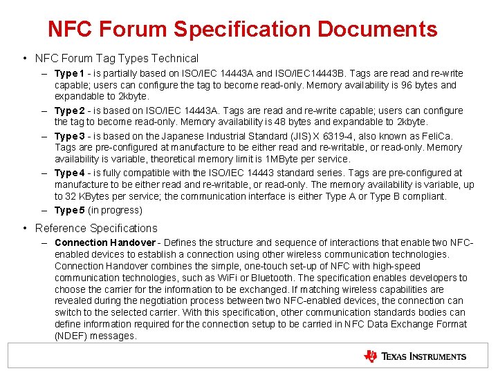 NFC Forum Specification Documents • NFC Forum Tag Types Technical – Type 1 - NFC Forum Specification Documents • NFC Forum Tag Types Technical – Type 1 -