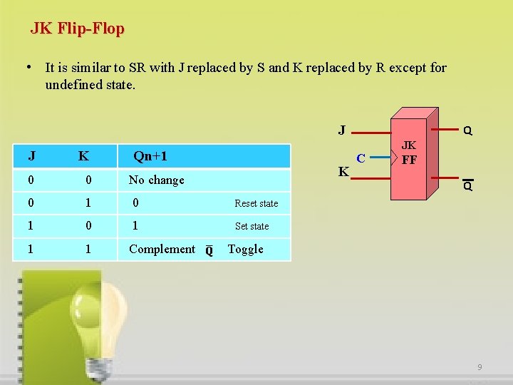 JK Flip-Flop • It is similar to SR with J replaced by S and