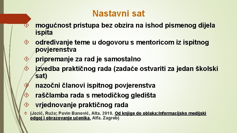 Nastavni sat mogućnost pristupa bez obzira na ishod pismenog dijela ispita određivanje teme u