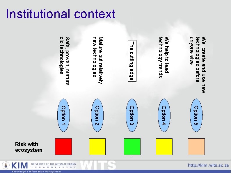 Institutional context The cutting edge We help to lead technology trends Option 2 Option