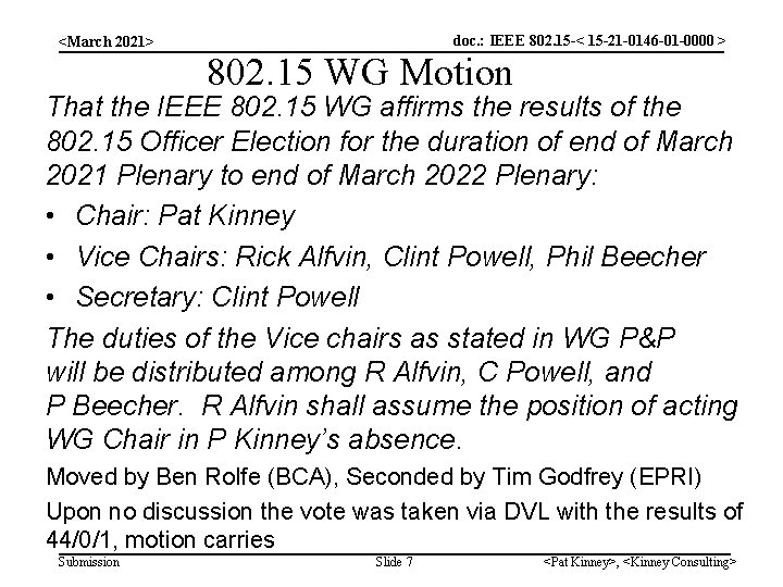 <March 2021> doc. : IEEE 802. 15 -< 15 -21 -0146 -01 -0000 >