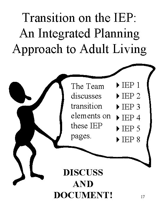Transition on the IEP: An Integrated Planning Approach to Adult Living The Team discusses