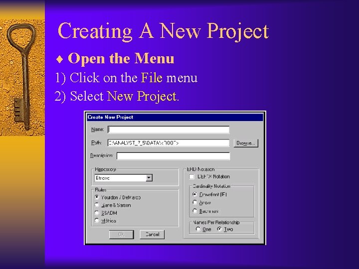 Creating A New Project ¨ Open the Menu 1) Click on the File menu