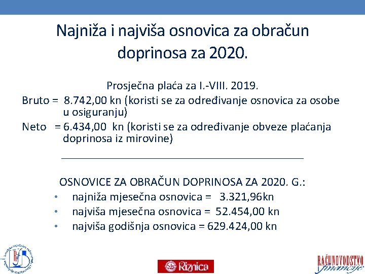 Najniža i najviša osnovica za obračun doprinosa za 2020. Prosječna plaća za I. -VIII.