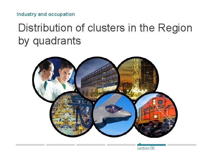 Industry and occupation Distribution of clusters in the Region by quadrants section 05 