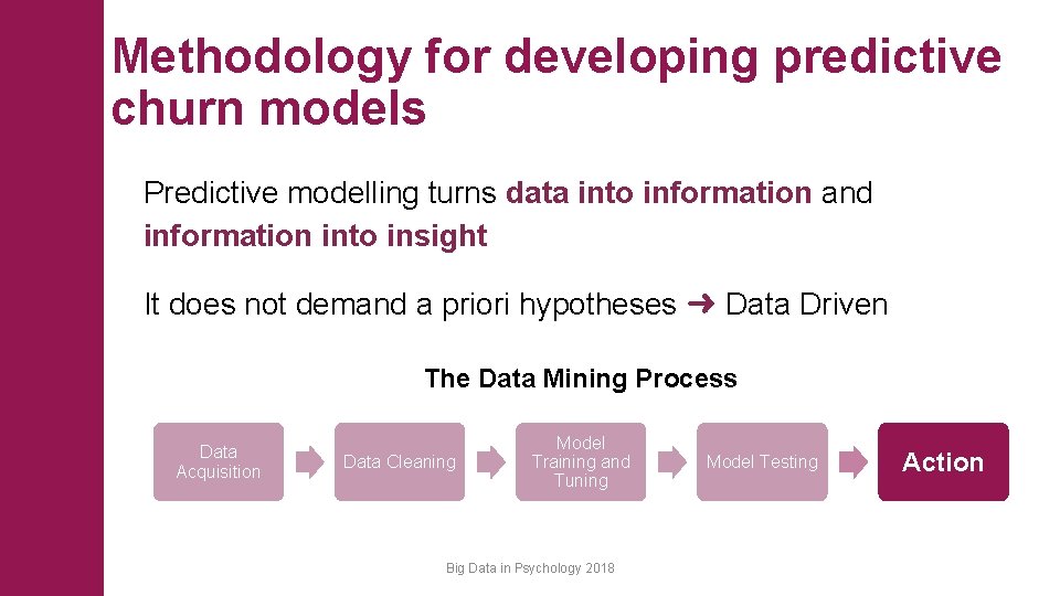 Methodology for developing predictive churn models Predictive modelling turns data into information and information