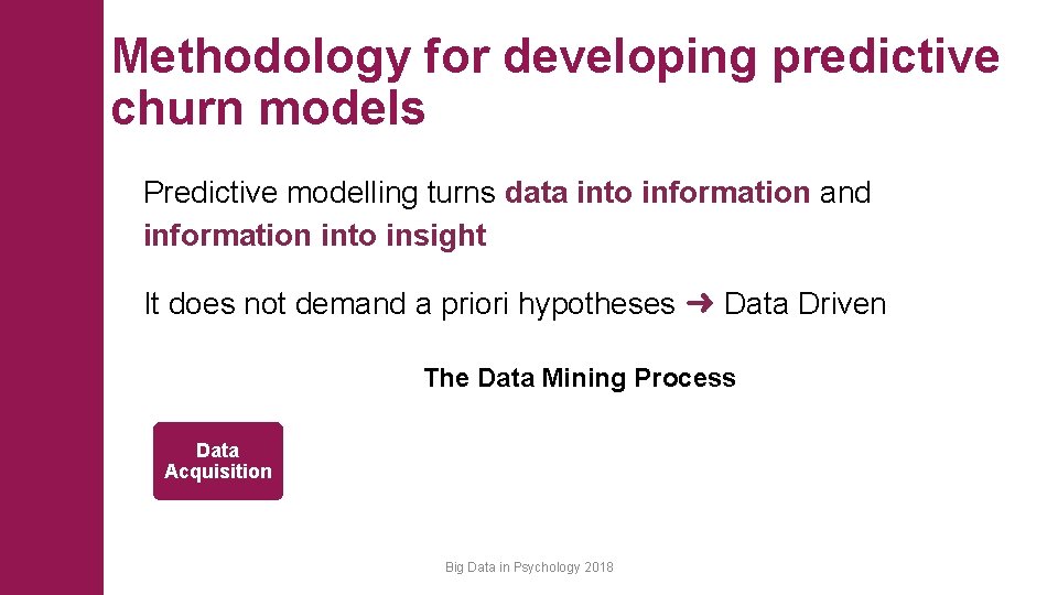 Methodology for developing predictive churn models Predictive modelling turns data into information and information