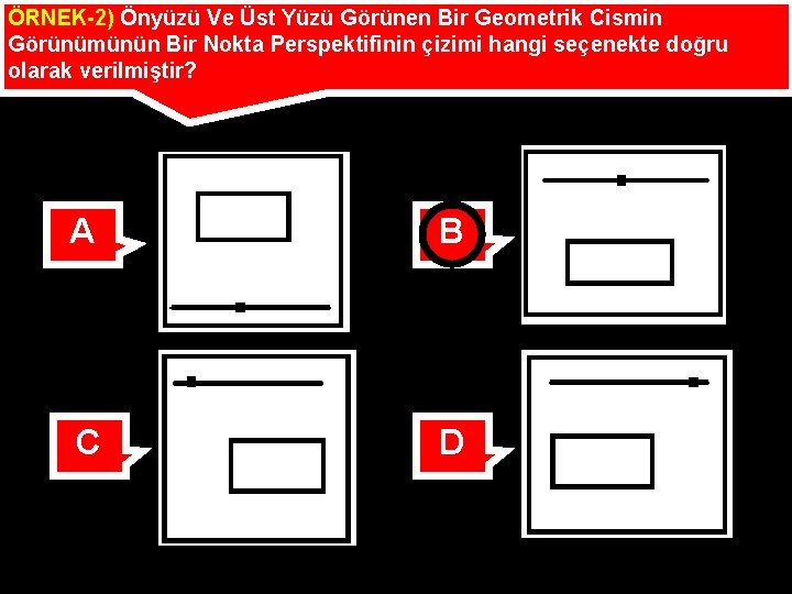 ÖRNEK-2) Önyüzü Ve Üst Yüzü Görünen Bir Geometrik Cismin Görünümünün Bir Nokta Perspektifinin çizimi