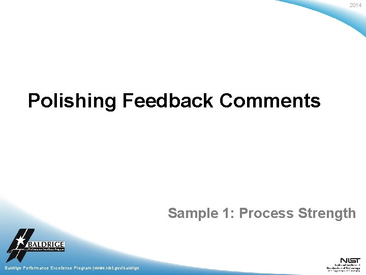 2014 Polishing Feedback Comments Sample 1: Process Strength Baldrige Performance Excellence Program | www.