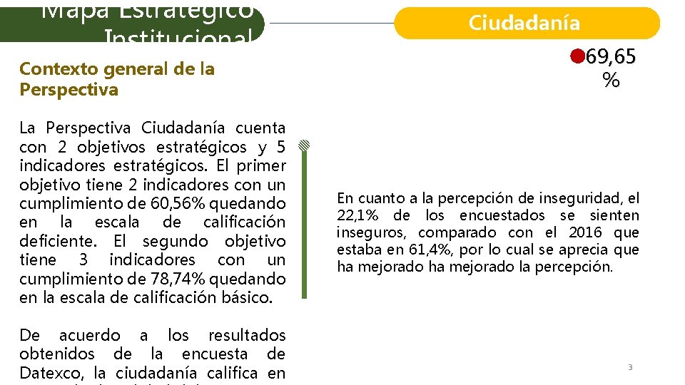 Mapa Estratégico Institucional Contexto general de la Perspectiva La Perspectiva Ciudadanía cuenta con 2