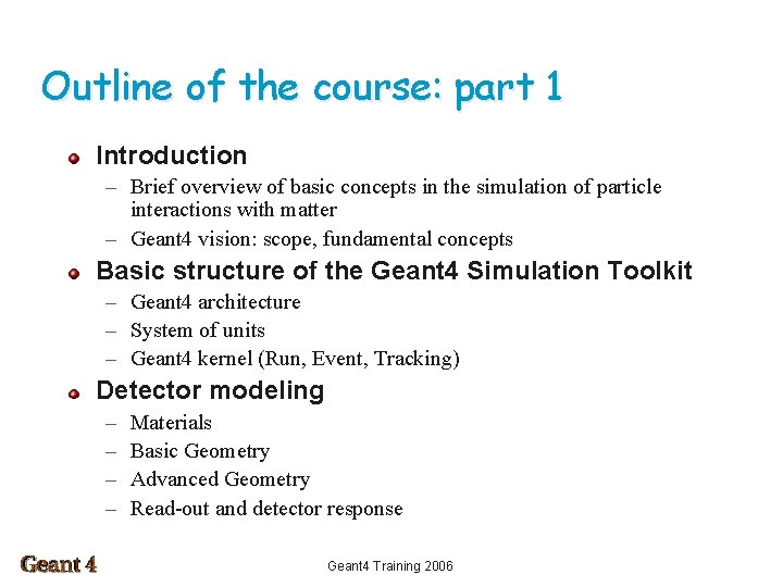 Outline of the course: part 1 Introduction – Brief overview of basic concepts in