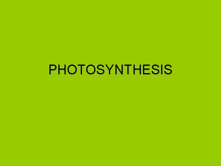 PHOTOSYNTHESIS 