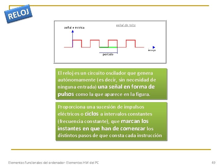 J O L E R El reloj es un circuito oscilador que genera autónomamente
