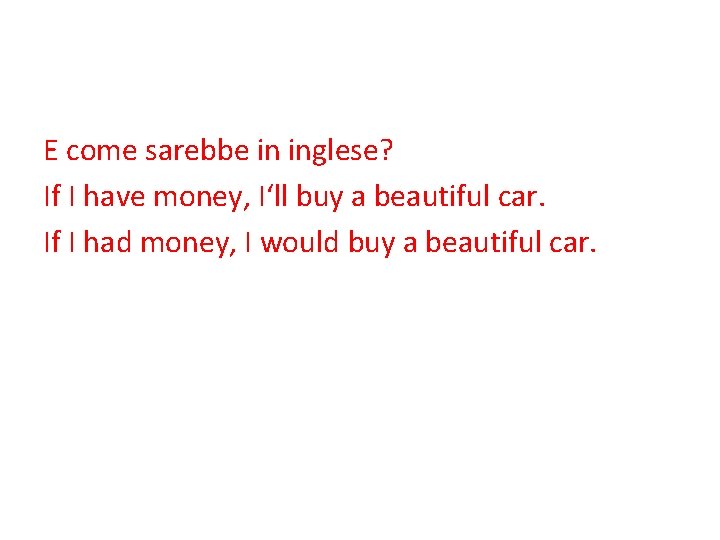 E come sarebbe in inglese? If I have money, I‘ll buy a beautiful car.