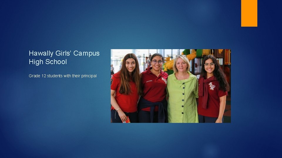 Hawally Girls’ Campus High School Grade 12 students with their principal 