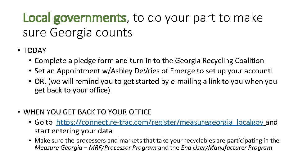 Local governments, to do your part to make sure Georgia counts • TODAY •