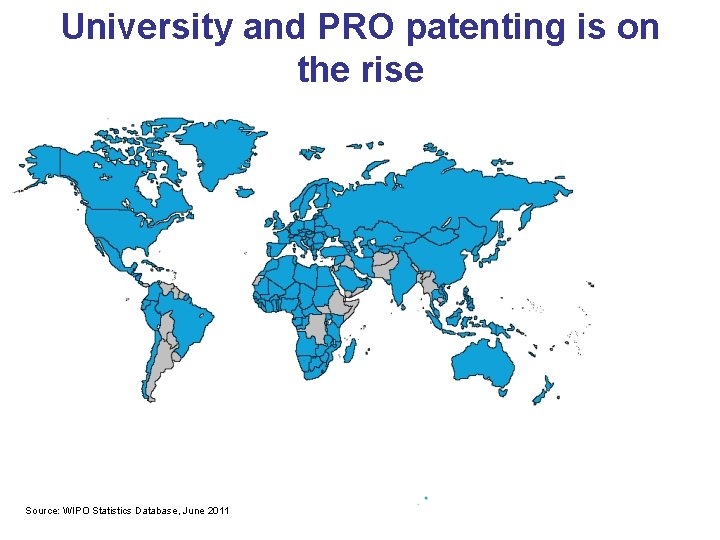 University and PRO patenting is on the rise Source: WIPO Statistics Database, June 2011