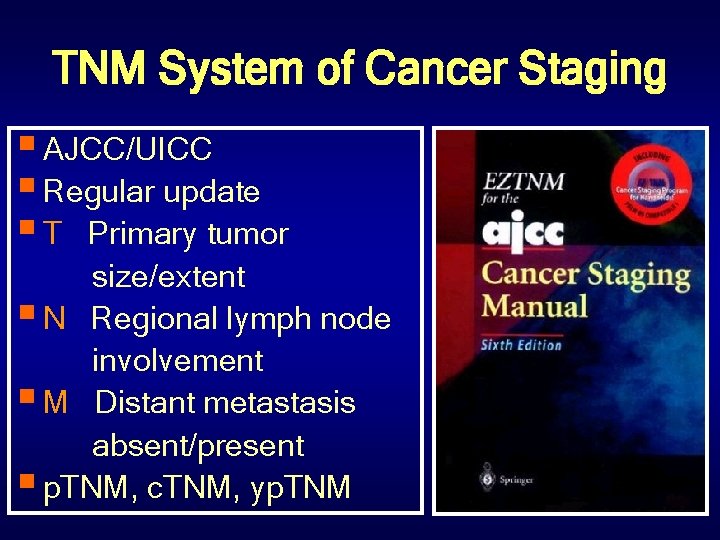 TNM System of Cancer Staging § AJCC/UICC § Regular update § T Primary tumor