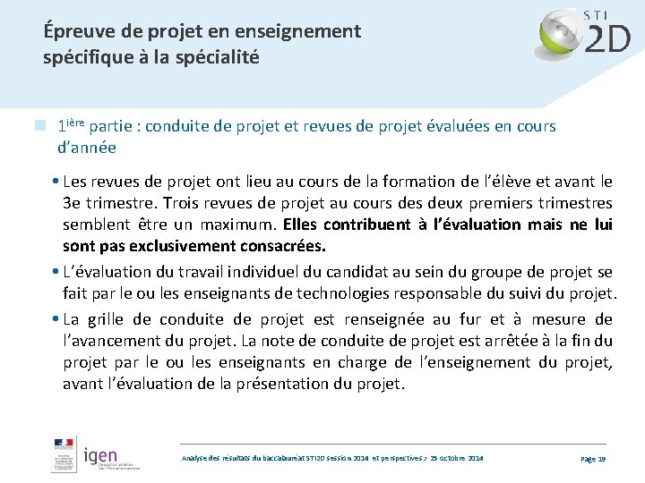 Épreuve de projet en enseignement spécifique à la spécialité n 1 ière partie :