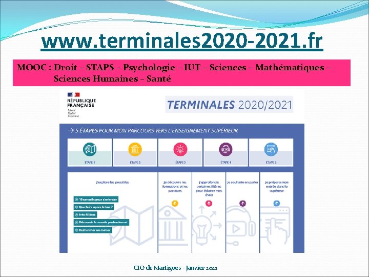 www. terminales 2020 -2021. fr MOOC : Droit – STAPS – Psychologie – IUT