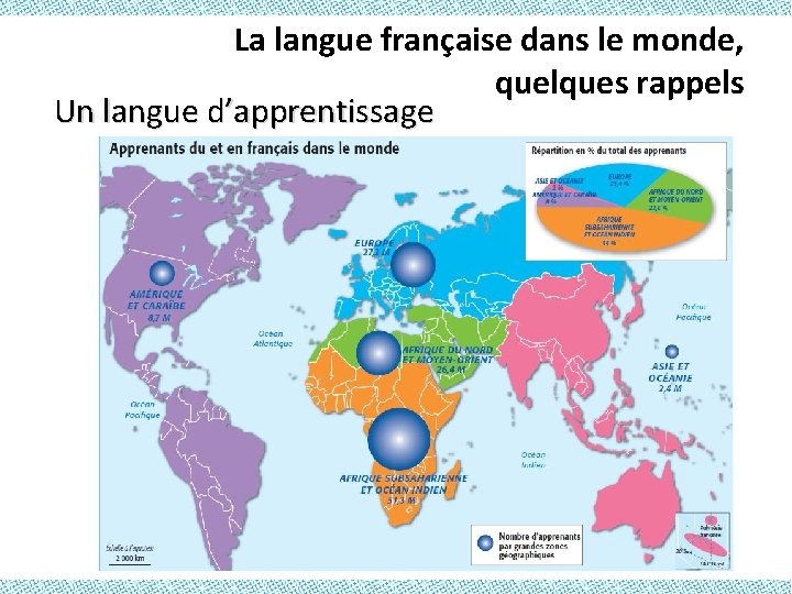 La langue française dans le monde, quelques rappels Un langue d’apprentissage 