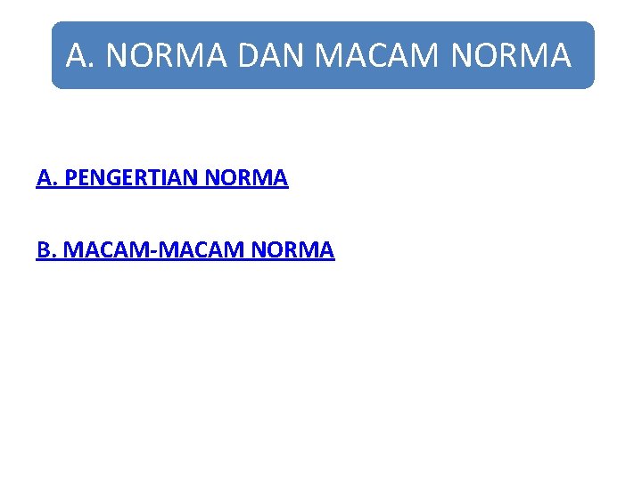 A. NORMA DAN MACAM NORMA A. PENGERTIAN NORMA B. MACAM-MACAM NORMA 