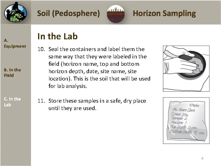 In the Lab 10. Seal the containers and label them the same way that
