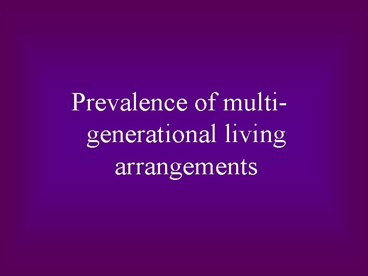 Prevalence of multigenerational living arrangements 