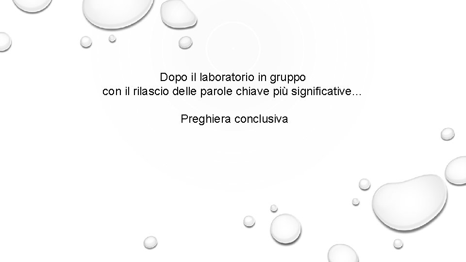 Dopo il laboratorio in gruppo con il rilascio delle parole chiave più significative… Preghiera