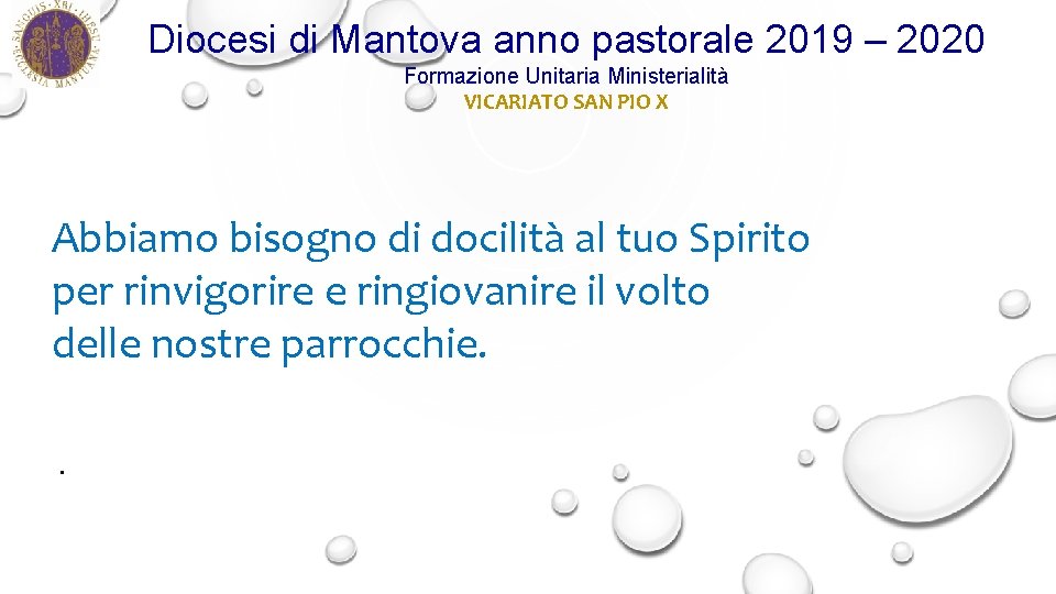 Diocesi di Mantova anno pastorale 2019 – 2020 Formazione Unitaria Ministerialità VICARIATO SAN PIO