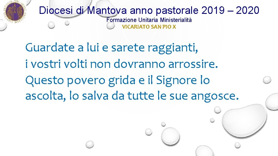 Diocesi di Mantova anno pastorale 2019 – 2020 Formazione Unitaria Ministerialità VICARIATO SAN PIO