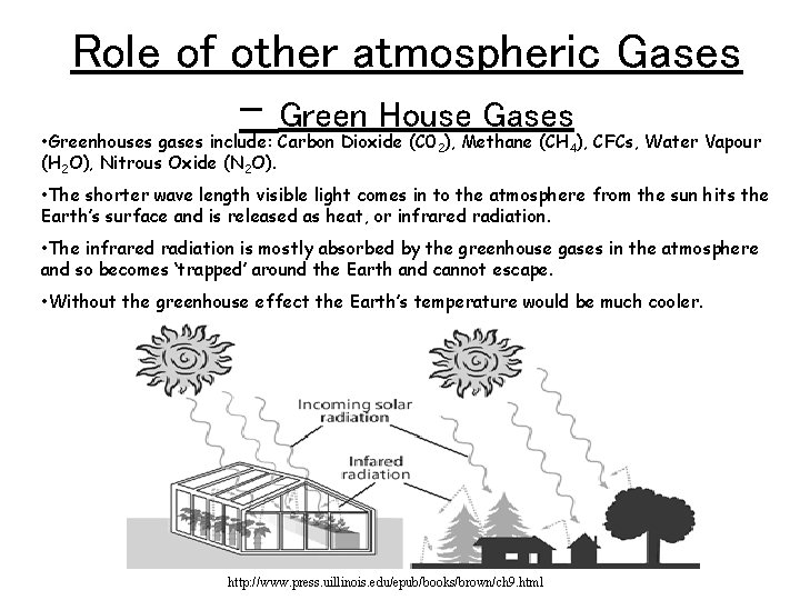 Role of other atmospheric Gases – Green House Gases • Greenhouses gases include: Carbon