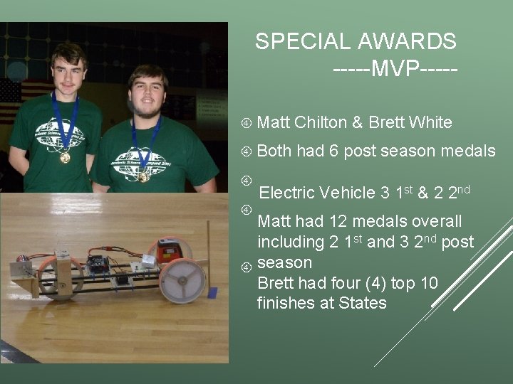 SPECIAL AWARDS -----MVP---- Matt Chilton & Brett White Both had 6 post season medals