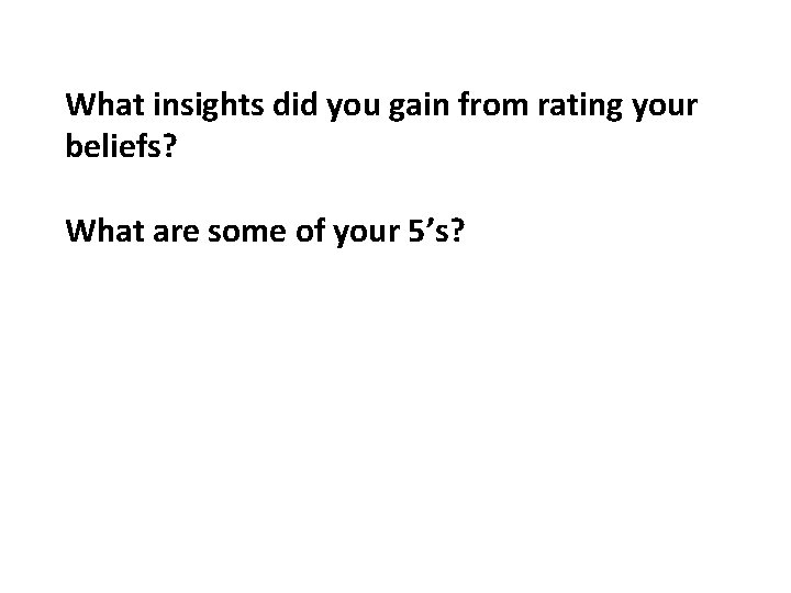 What insights did you gain from rating your beliefs? What are some of your