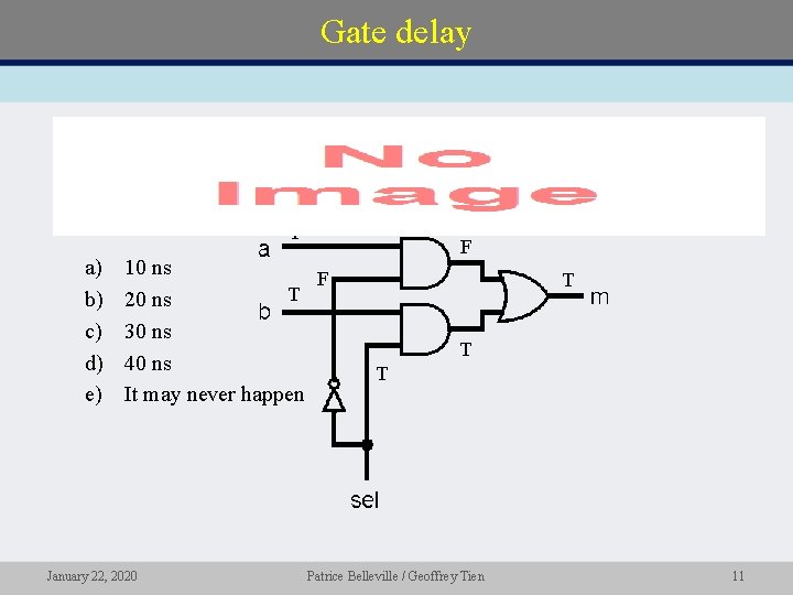 Gate delay T a) b) c) d) e) 10 ns F T 20 ns