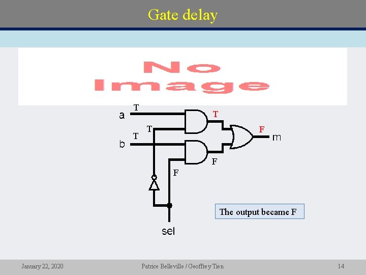 Gate delay • T T F F F The output became F January 22,