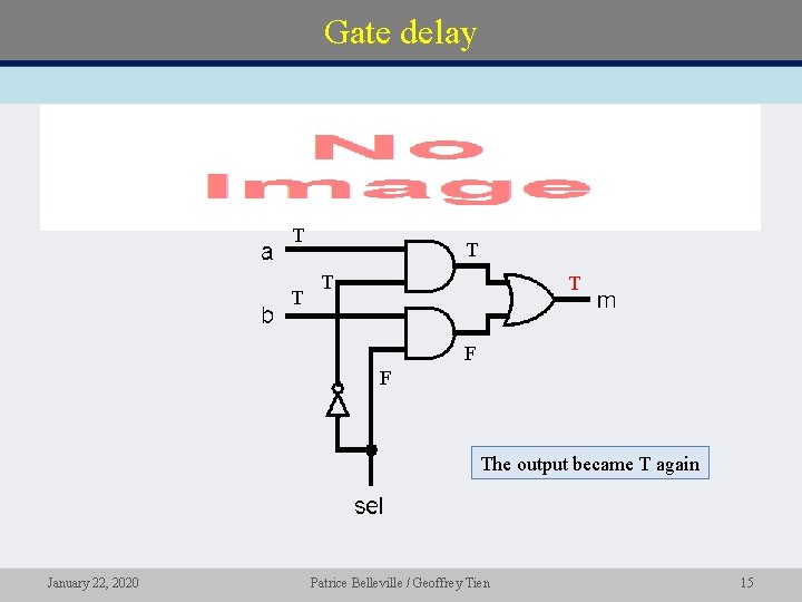 Gate delay • T T T F F The output became T again January