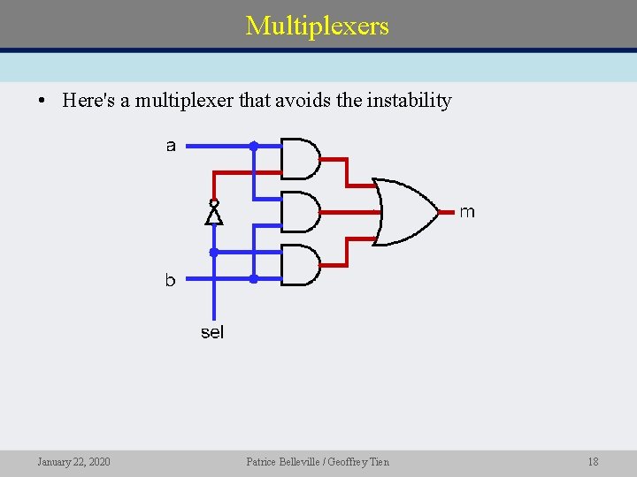 Multiplexers • Here's a multiplexer that avoids the instability January 22, 2020 Patrice Belleville