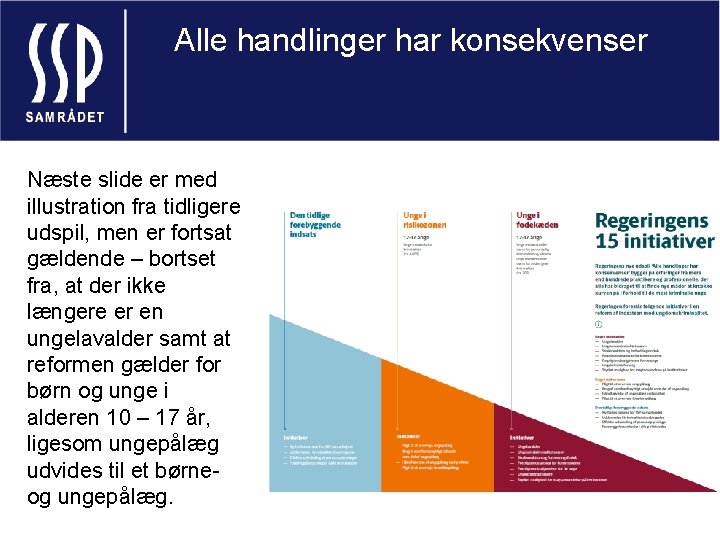 Alle handlinger har konsekvenser Næste slide er med illustration fra tidligere udspil, men er