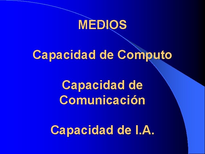MEDIOS Capacidad de Computo Capacidad de Comunicación Capacidad de I. A. 