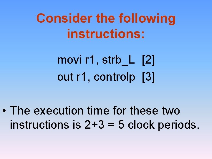 Consider the following instructions: movi r 1, strb_L [2] out r 1, controlp [3]