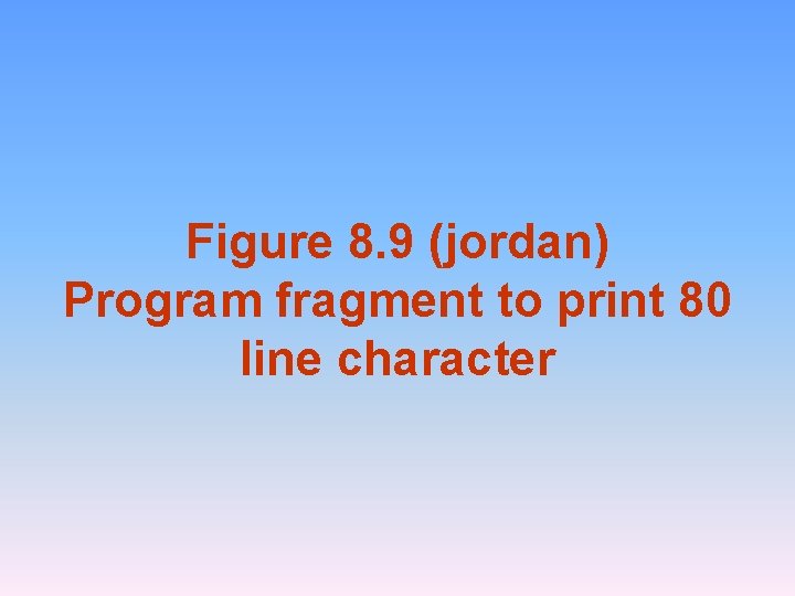 Figure 8. 9 (jordan) Program fragment to print 80 line character 