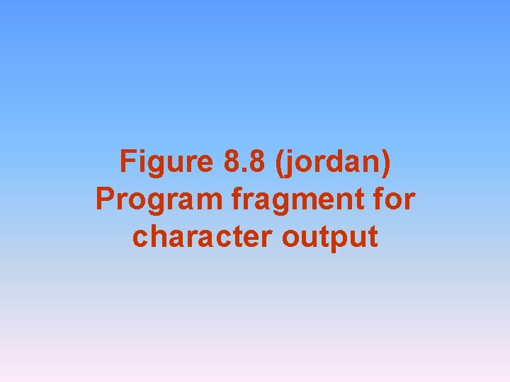 Figure 8. 8 (jordan) Program fragment for character output 