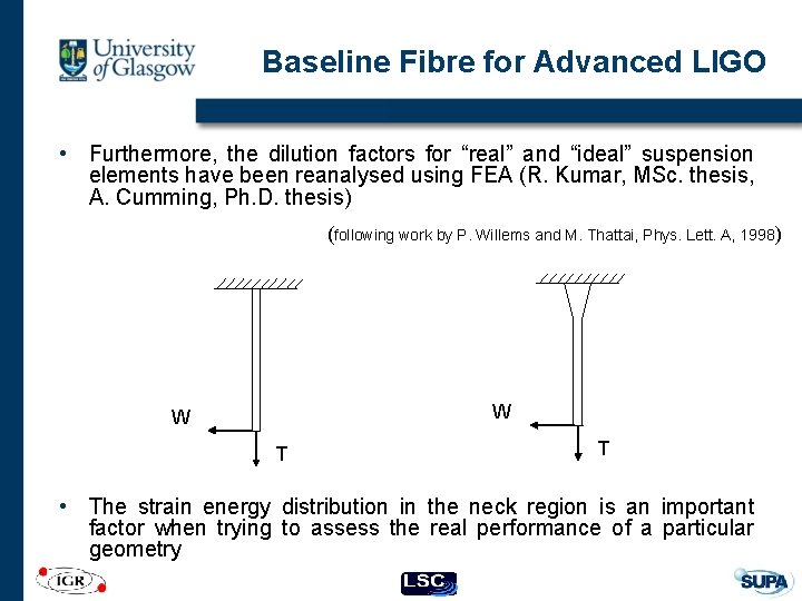 Baseline Fibre for Advanced LIGO • Furthermore, the dilution factors for “real” and “ideal”