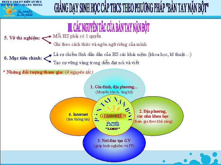 PHÒNG GD&ĐT KIẾN XƯƠNG TRƯỜNG THCS QUANG TRUNG 5. Vở thí nghiệm: Mỗi HS