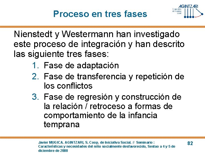 Proceso en tres fases Nienstedt y Westermann han investigado este proceso de integración y