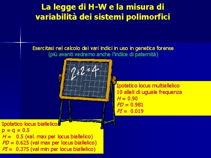 La legge di H-W e la misura di variabilità dei sistemi polimorfici Esercitasi nel